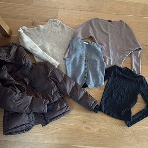 madewell, banana republic, Quince with puffer and Sweaters bundle